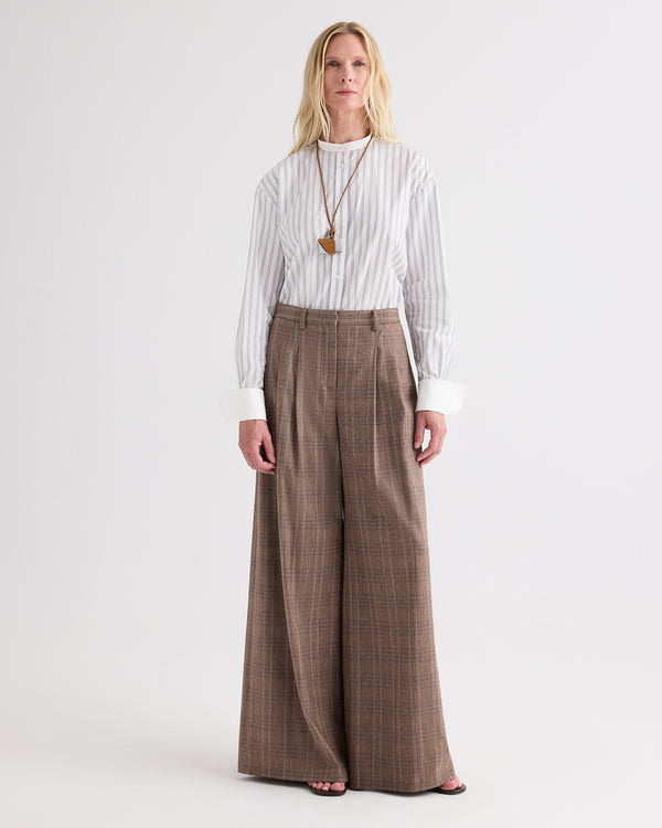 TWP Brown multi Avery Pant in Glen Plaid Wool Flannel view 1