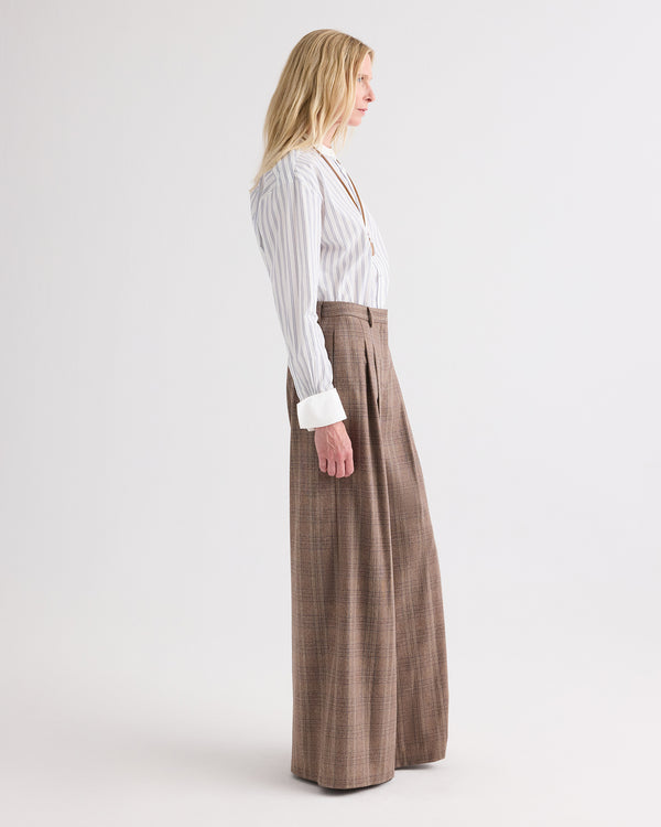 TWP Brown multi Avery Pant in Glen Plaid Wool Flannel view 4