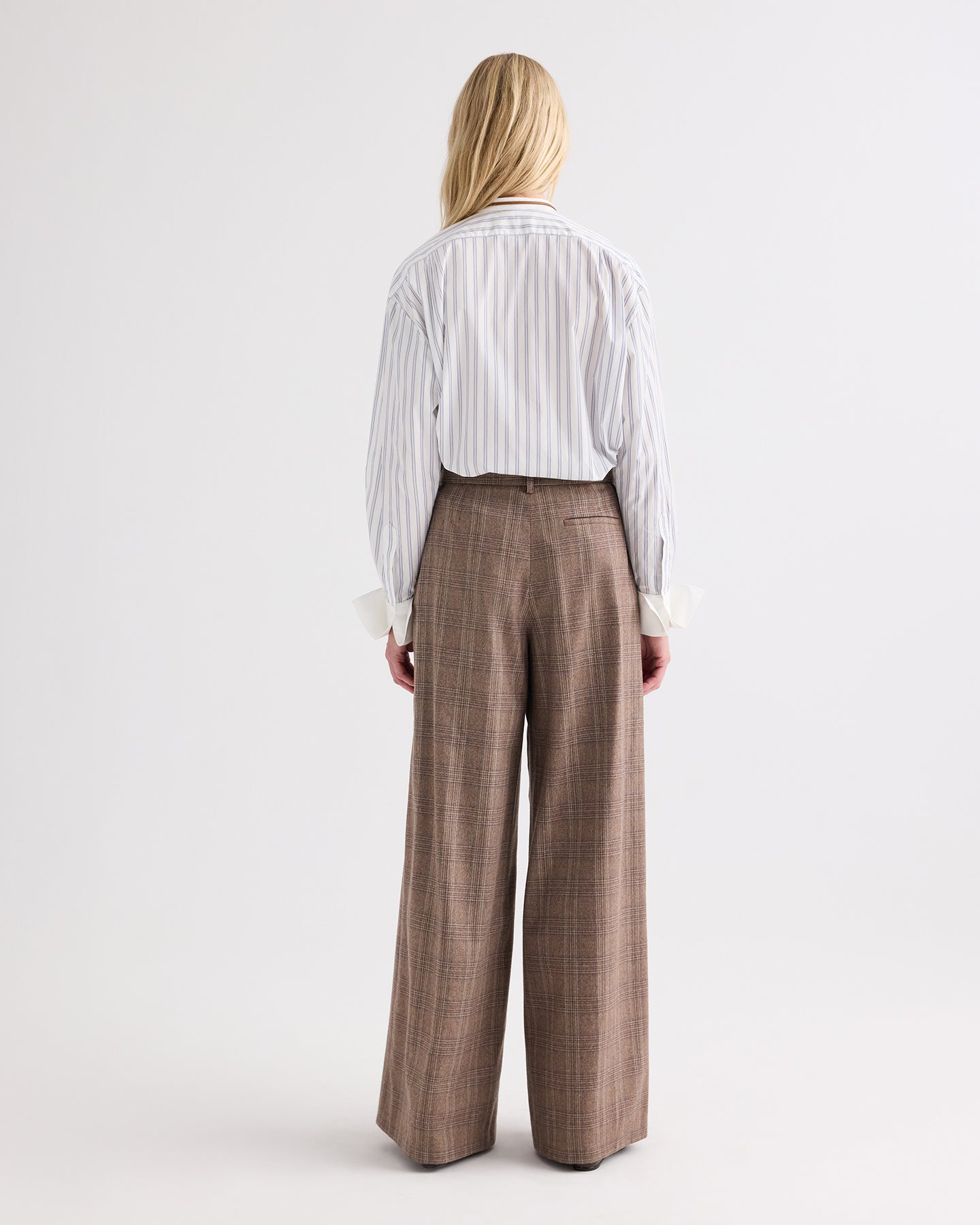 TWP Brown multi Avery Pant in Glen Plaid Wool Flannel view 5