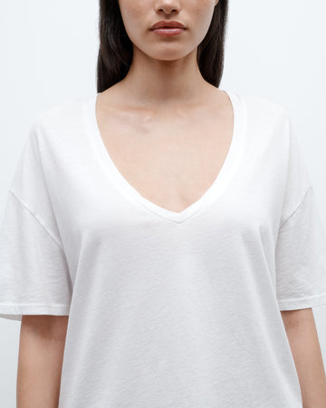 TWP White Deep V Tee in Supima Cotton view 5