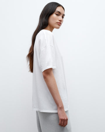 TWP White Deep V Tee in Supima Cotton view 3