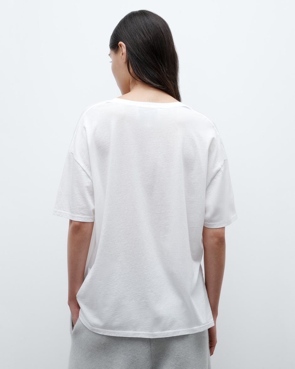 TWP White Deep V Tee in Supima Cotton view 4