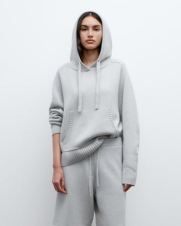 TWP White heather grey Saddle Crew Hoodie in Cashmere view 1