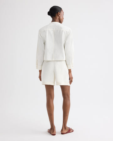 TWP Bone Cisco Short in Coated Viscose Linen view 5