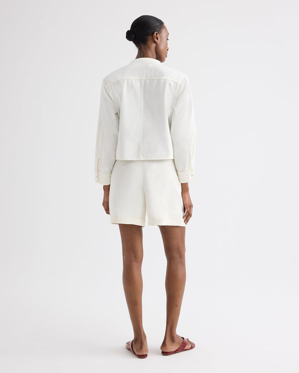 TWP Bone Cisco Short in Coated Viscose Linen view 5