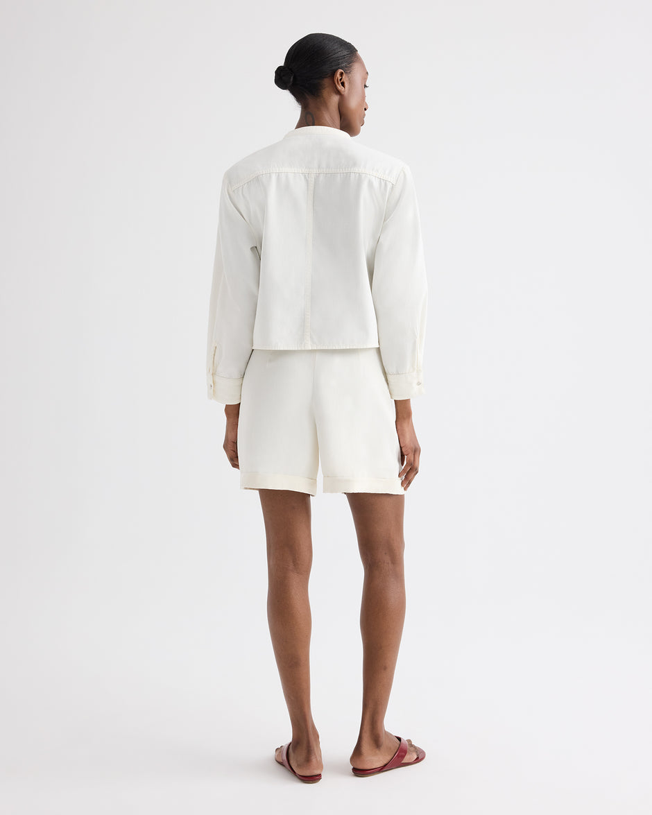 TWP Bone Cisco Short in Coated Viscose Linen view 5