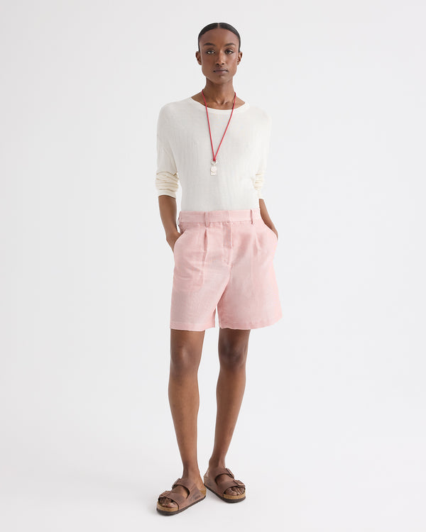 TWP White / red Henry St Short in Cotton Stripes view 3