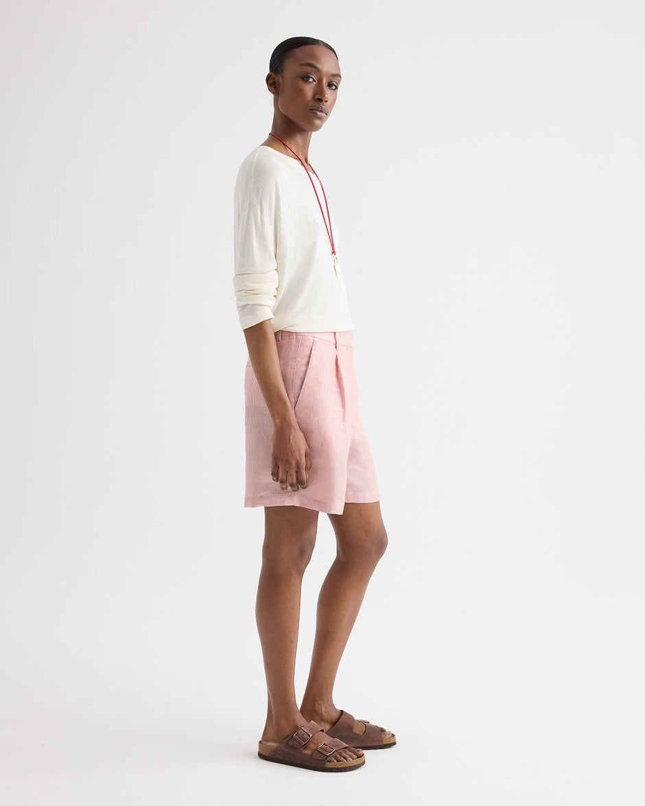 TWP White / red Henry St Short in Cotton Stripes view 4