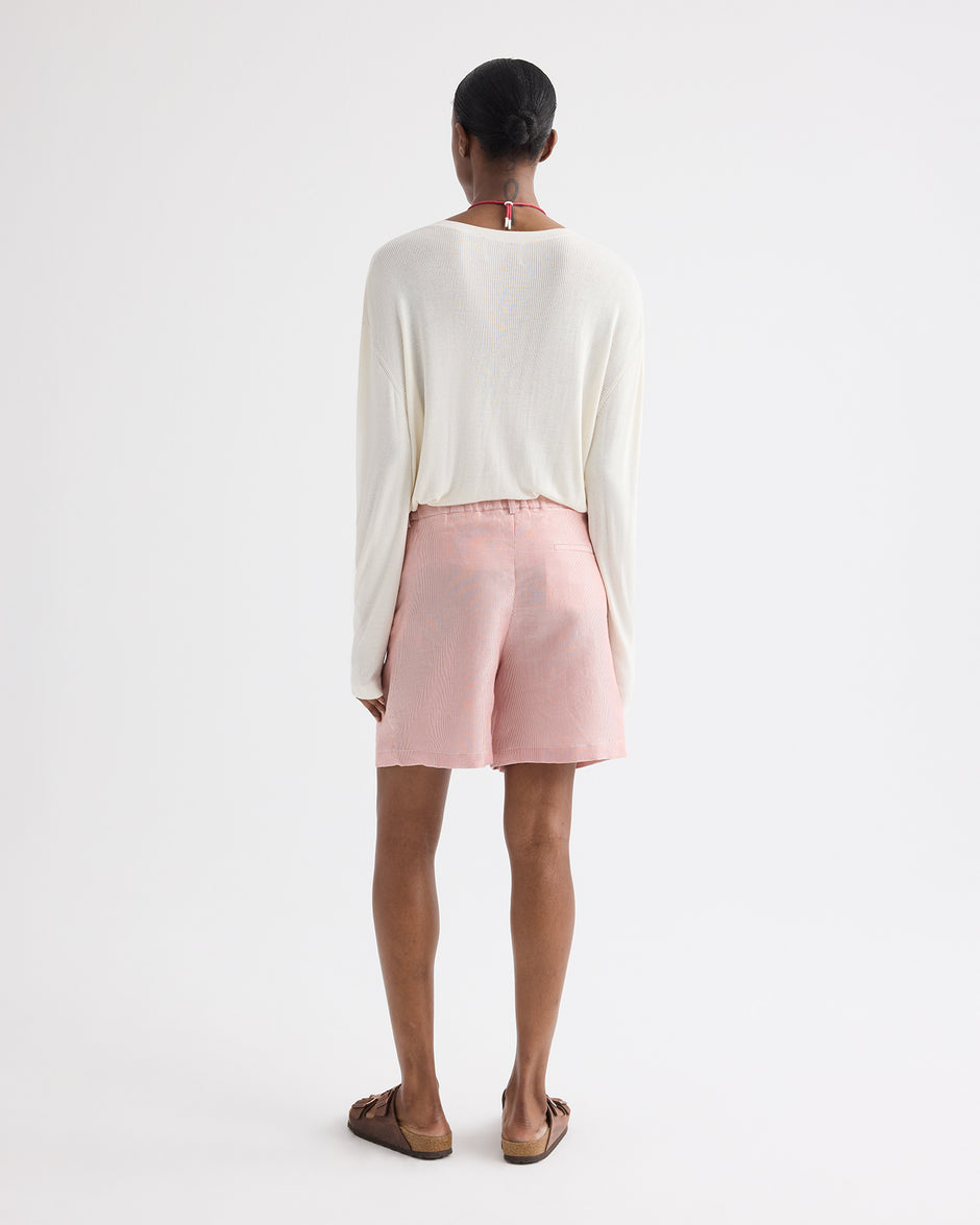 TWP White / red Henry St Short in Cotton Stripes view 5
