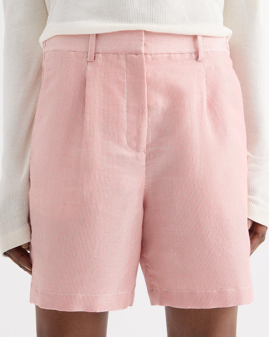 TWP White / red Henry St Short in Cotton Stripes view 2