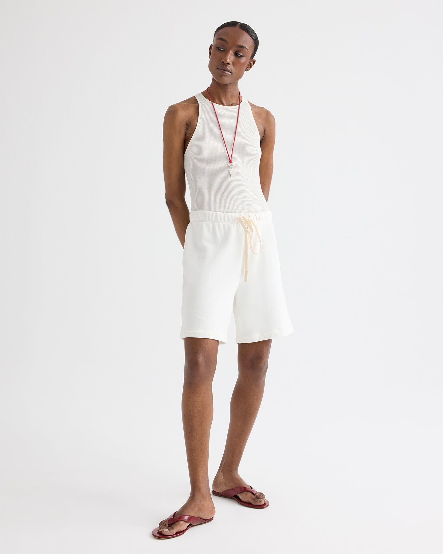 TWP White Sweatshort in Lightweight Sweatshirt view 1