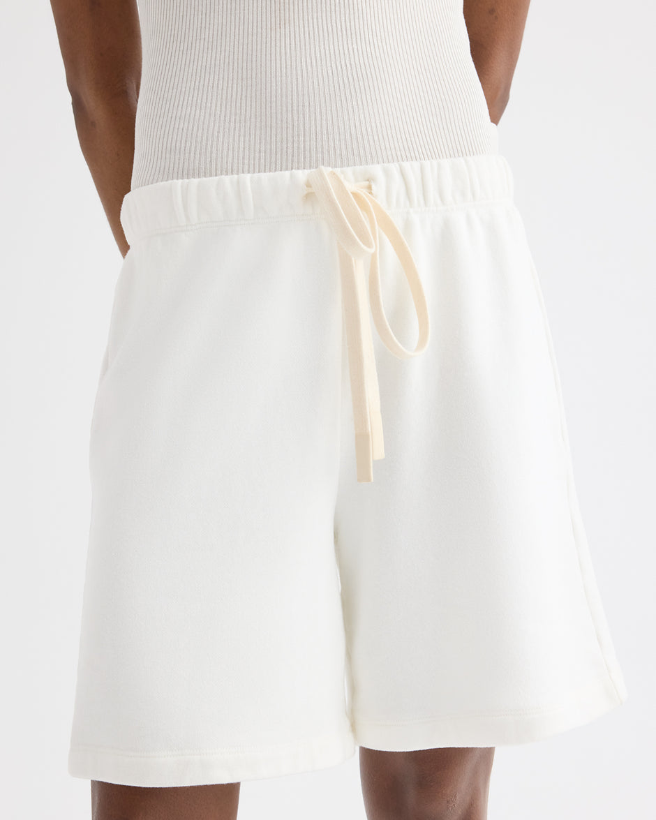 TWP White Sweatshort in Lightweight Sweatshirt view 3