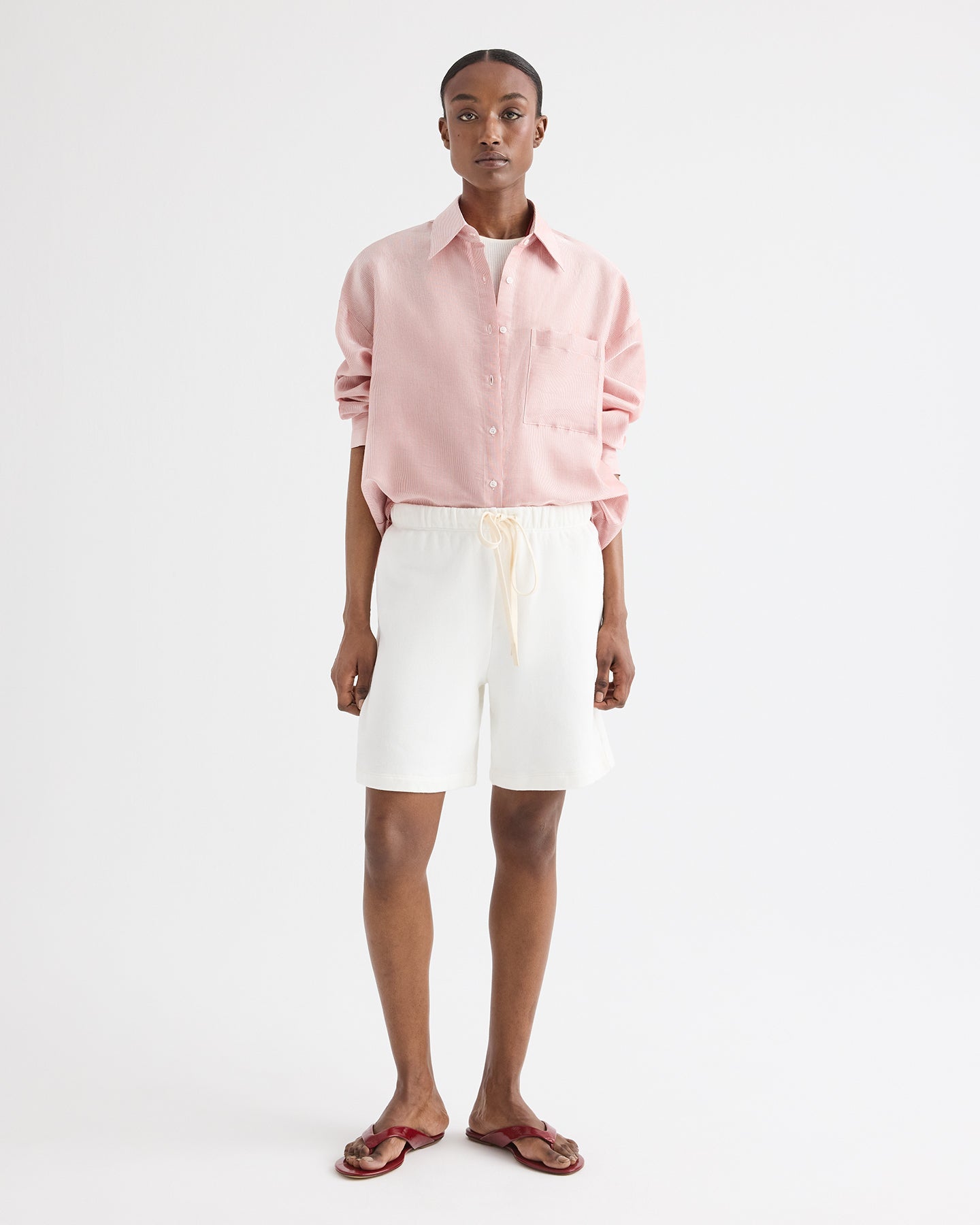 TWP White Sweatshort in Lightweight Sweatshirt view 5