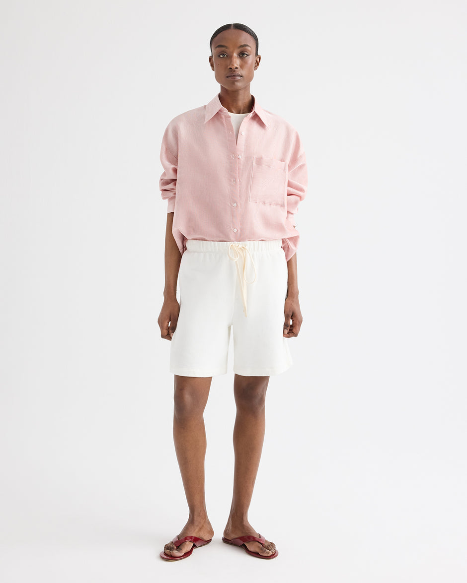 TWP White Sweatshort in Lightweight Sweatshirt view 5