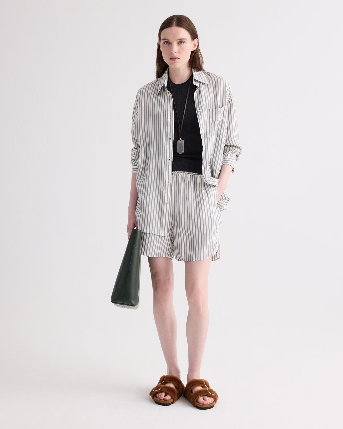 TWP Dark green Small Bucket Bag in Leather view 2