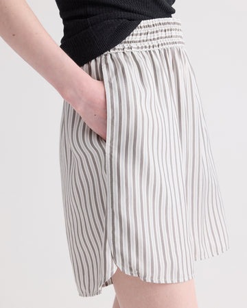 TWP Ivory / turkish coffee His Trunks Shorts in Evening Stripe on Silk view 3
