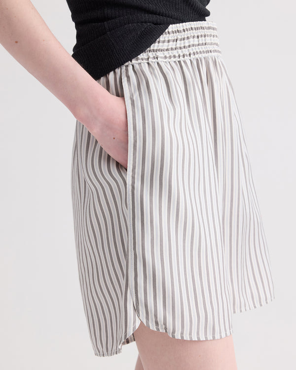 TWP Ivory / turkish coffee His Trunks Shorts in Evening Stripe on Silk view 3