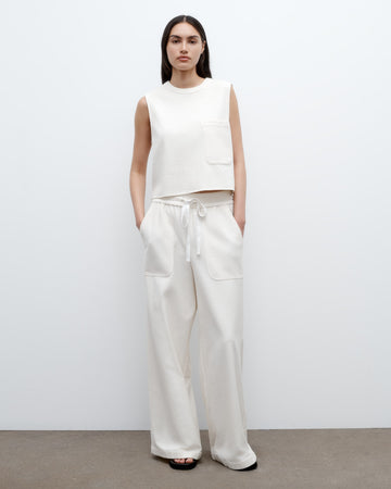 TWP Ivory Cropped Muscle Tank in French Terry view 1
