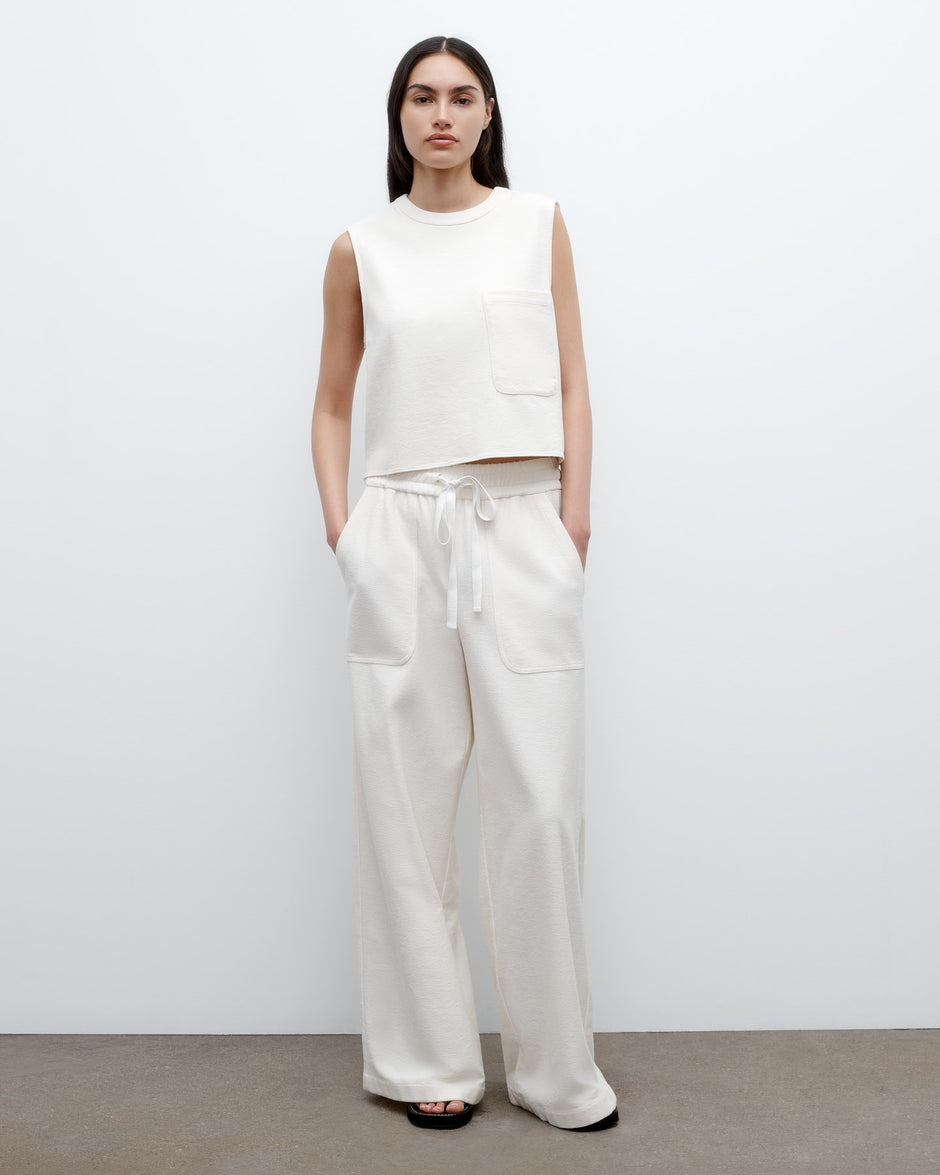TWP Ivory Cropped Muscle Tank in French Terry view 1