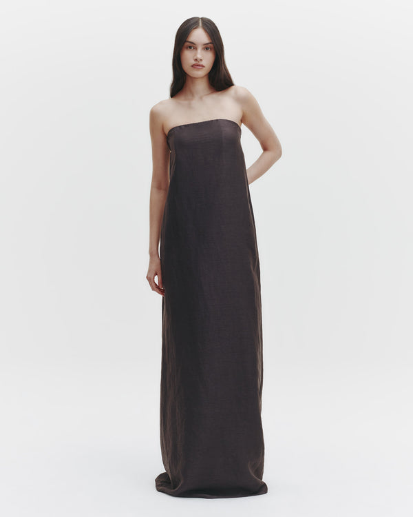 TWP Chocolate Carolyn&#39;s Gown in Delave Linen view 1