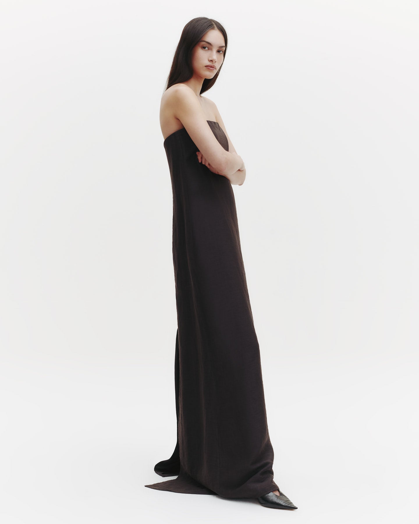 TWP Chocolate Carolyn&#39;s Gown in Delave Linen view 2