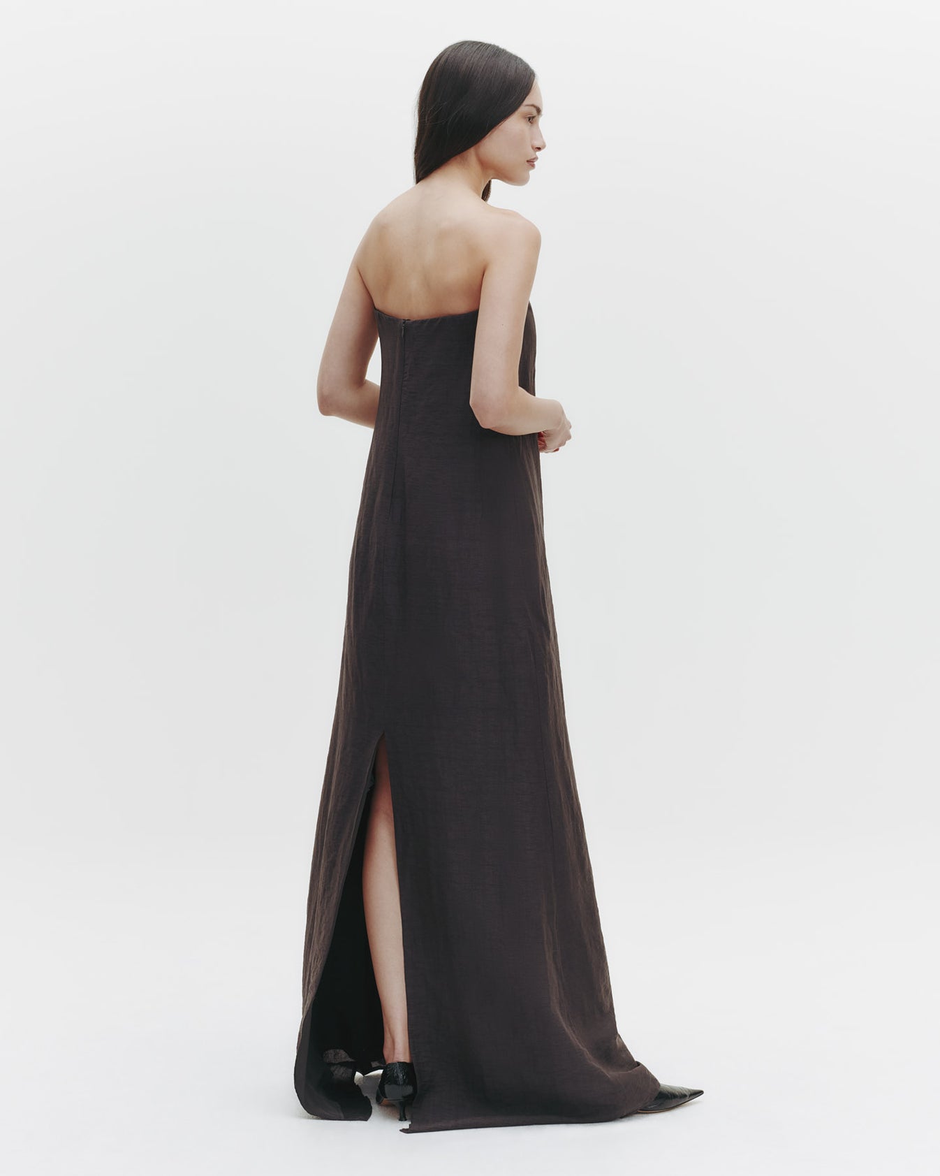 TWP Chocolate Carolyn&#39;s Gown in Delave Linen view 3