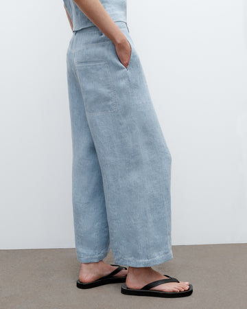 TWP Light indigo Cropped Howard in Lightweight Washed Hemp Denim view 4