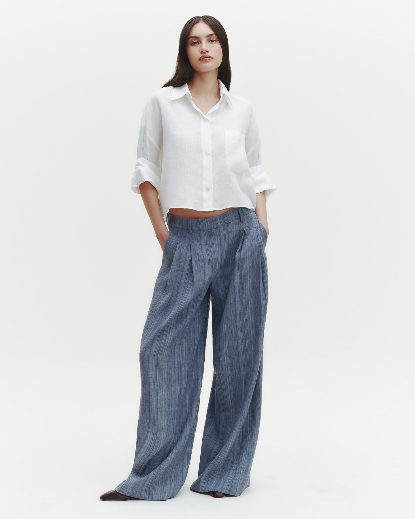 TWP Blue multi Didi Pant in Linen Gabardine view 4