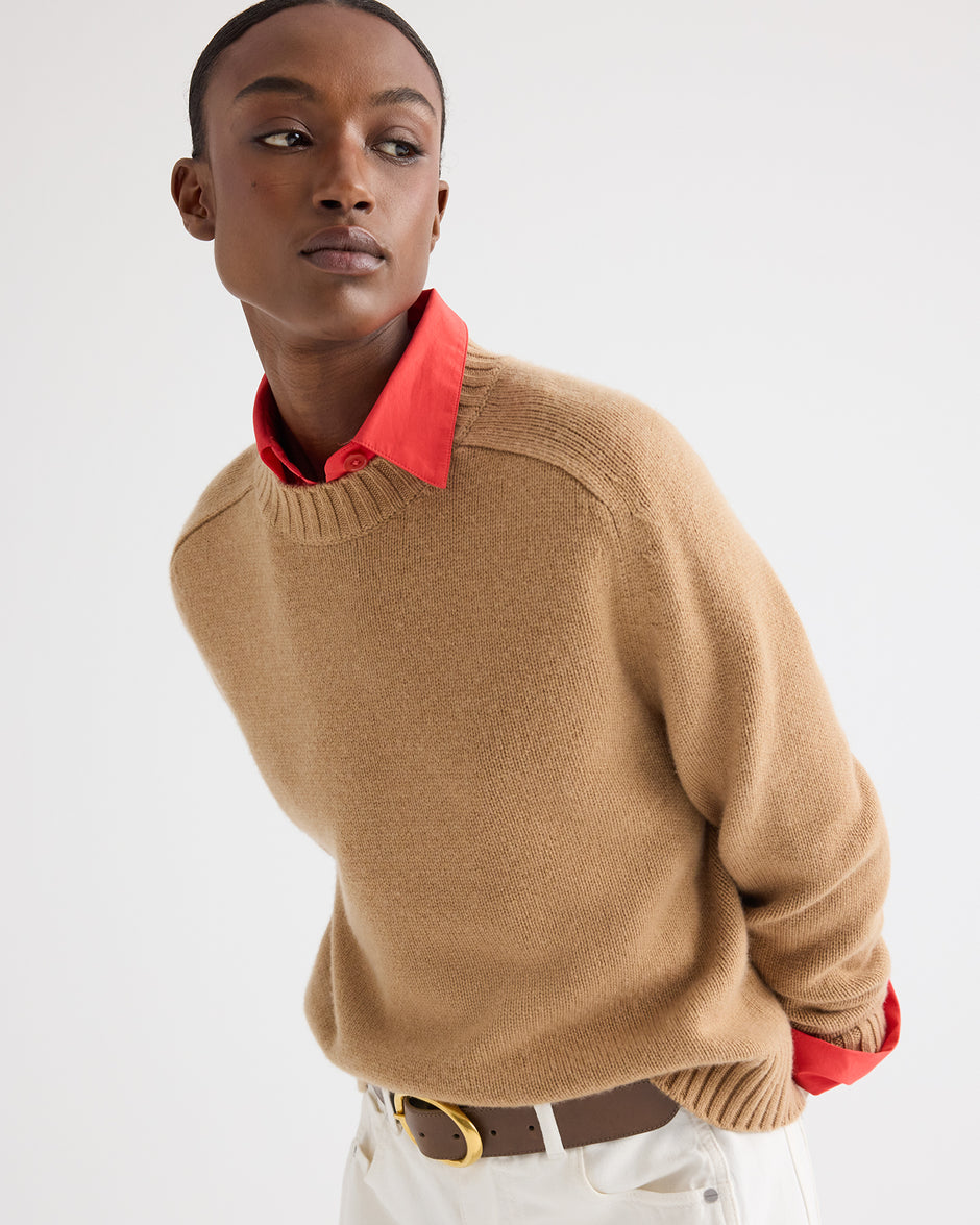 TWP Brown sugar New Jill Crewneck Sweater in Cashmere view 1