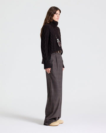 TWP Dark brown Traveling T Neck Sweater in Cashmere view 4