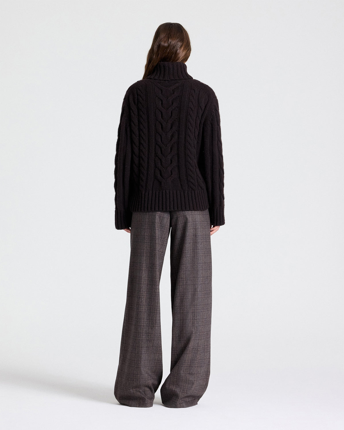 TWP Dark brown Traveling T Neck Sweater in Cashmere view 5