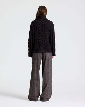 TWP Dark brown Traveling T Neck Sweater in Cashmere view 5