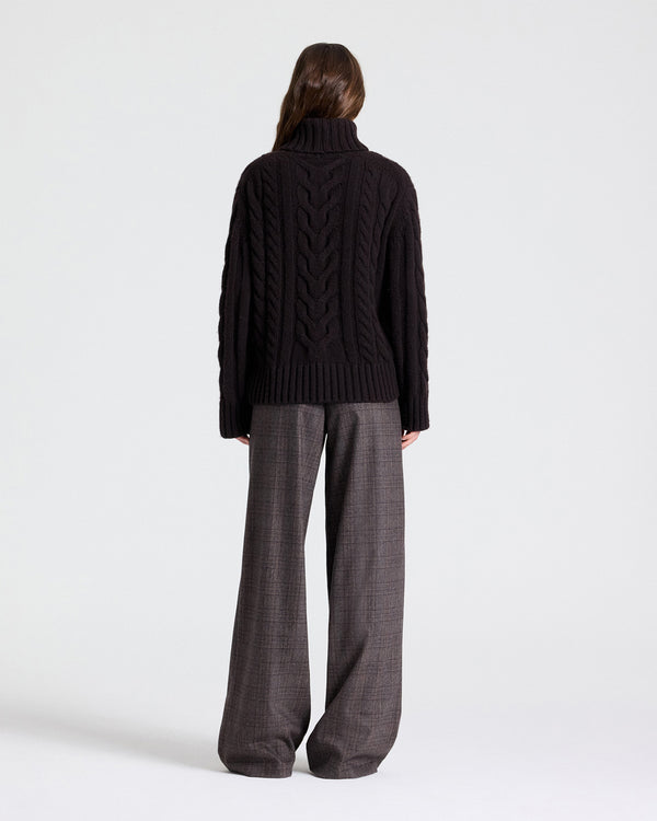 TWP Dark brown Traveling T Neck Sweater in Cashmere view 5