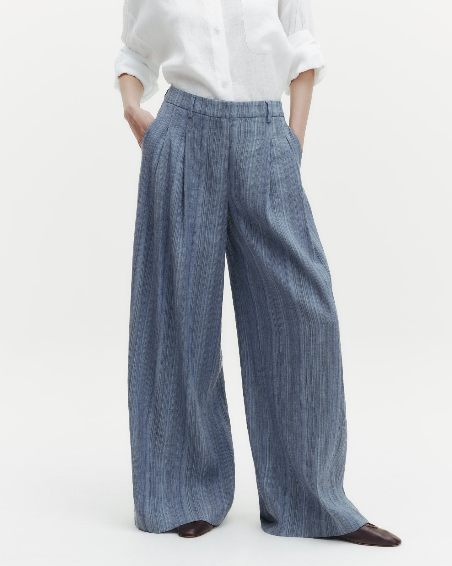 TWP Blue multi Didi Pant in Linen Gabardine view 1