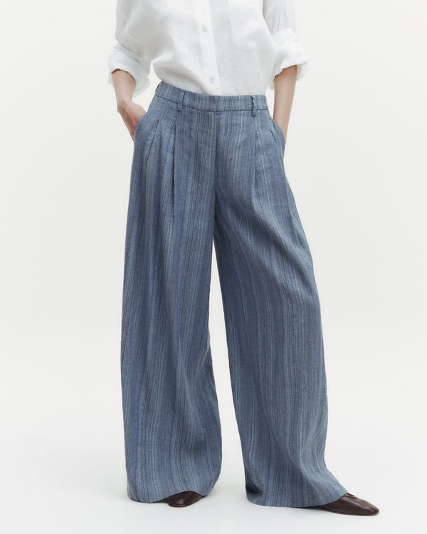 TWP Blue multi Didi Pant in Linen Gabardine view 1