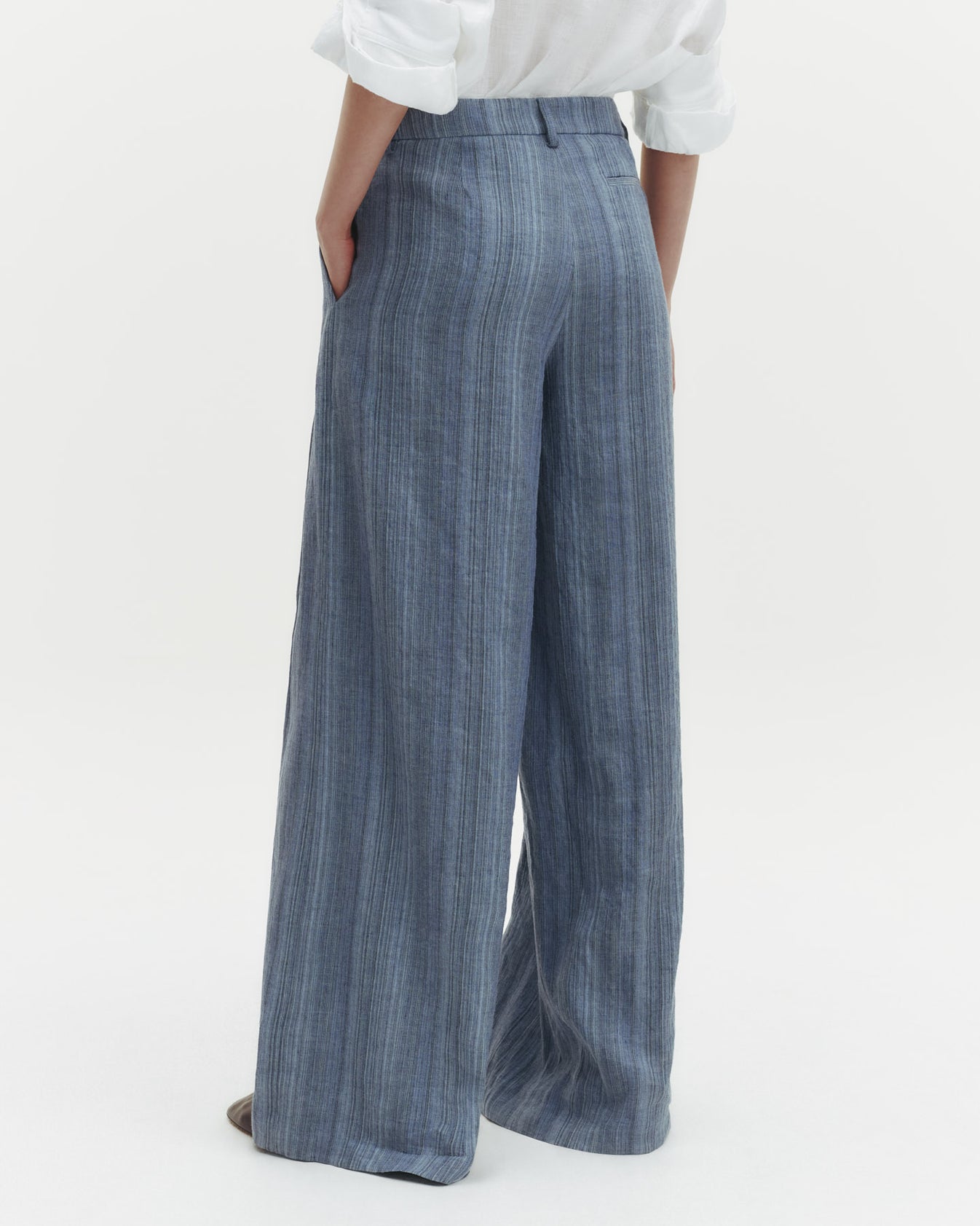 TWP Blue multi Didi Pant in Linen Gabardine view 2
