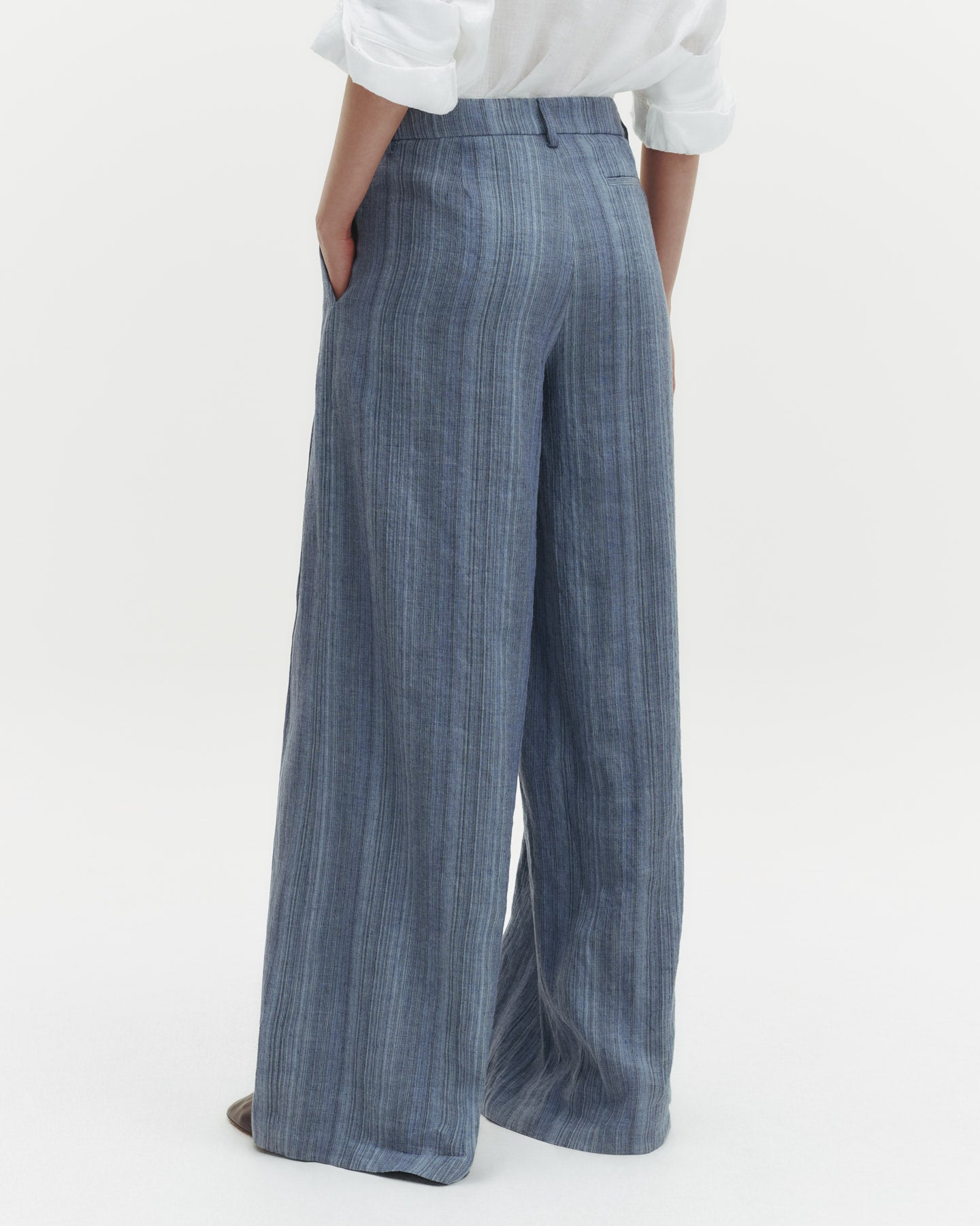 TWP Blue multi Didi Pant in Linen Gabardine view 2