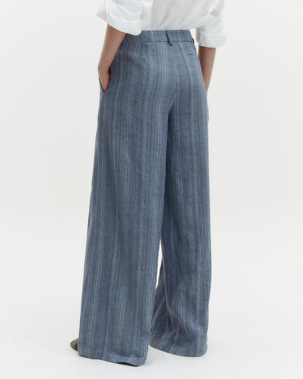 TWP Blue multi Didi Pant in Linen Gabardine view 2