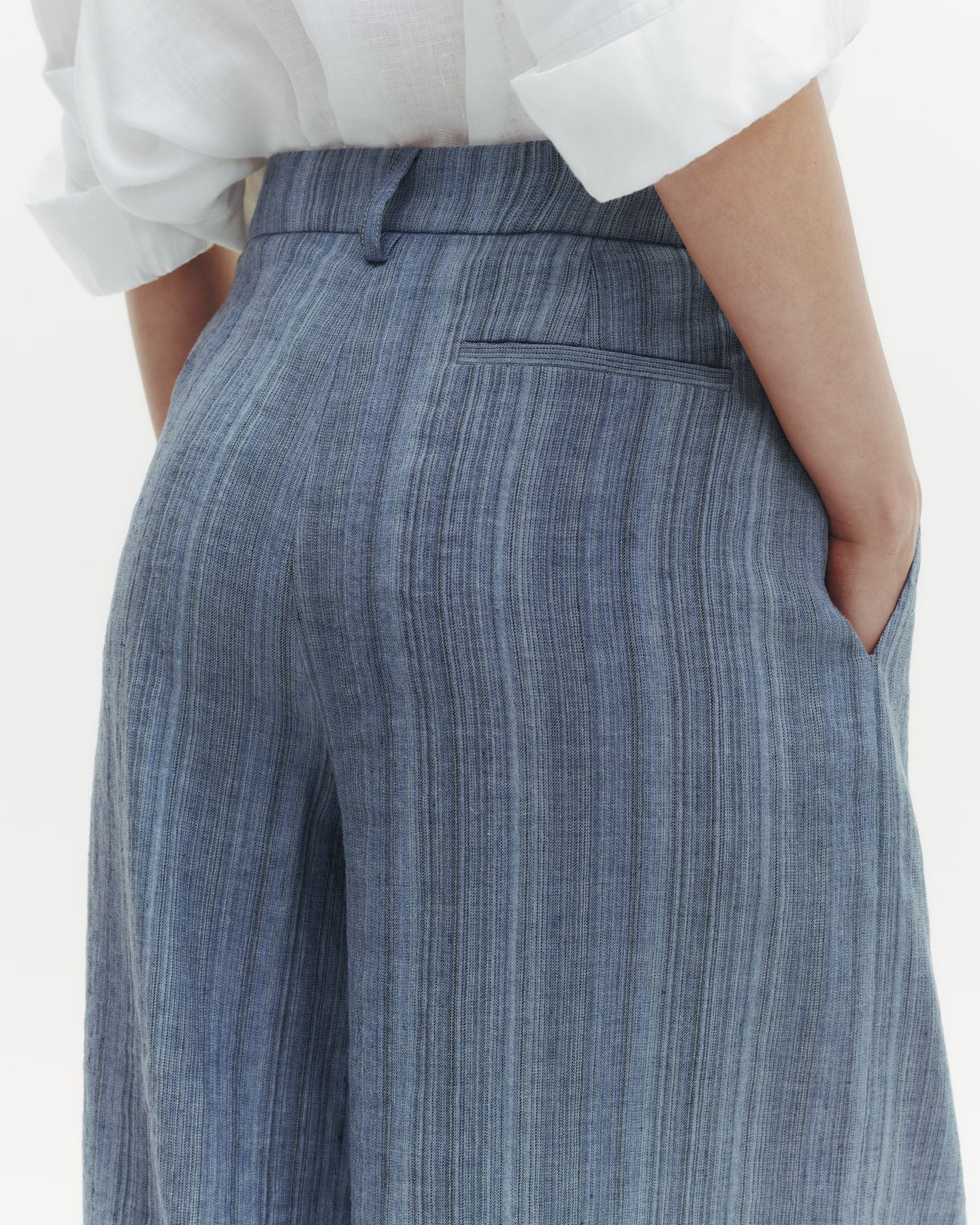 TWP Blue multi Didi Pant in Linen Gabardine view 3