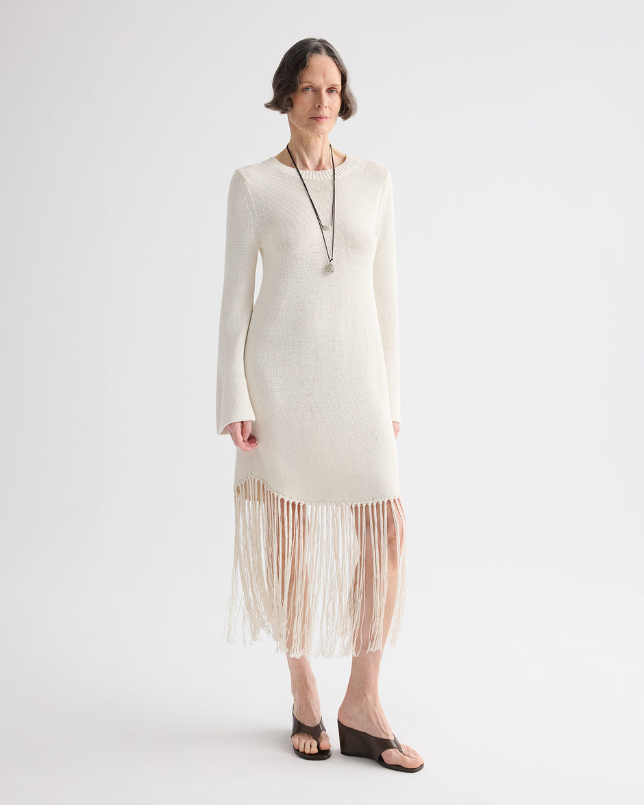 TWP Ivory That One Night In Tulum Dress in Kashy Silk Blend Rope view 1