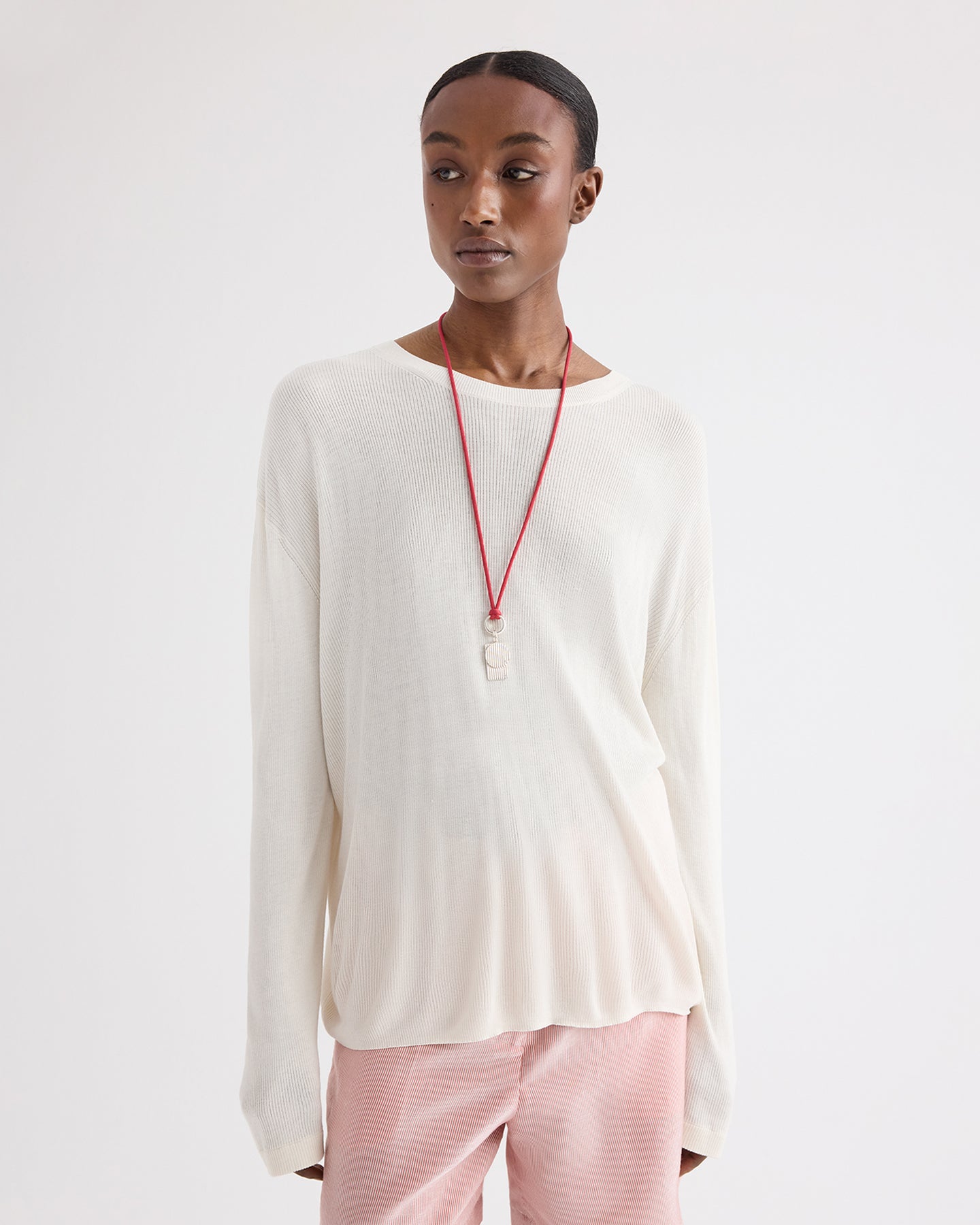 Ivory Ls Crewneck in Viscose Silk | TWP