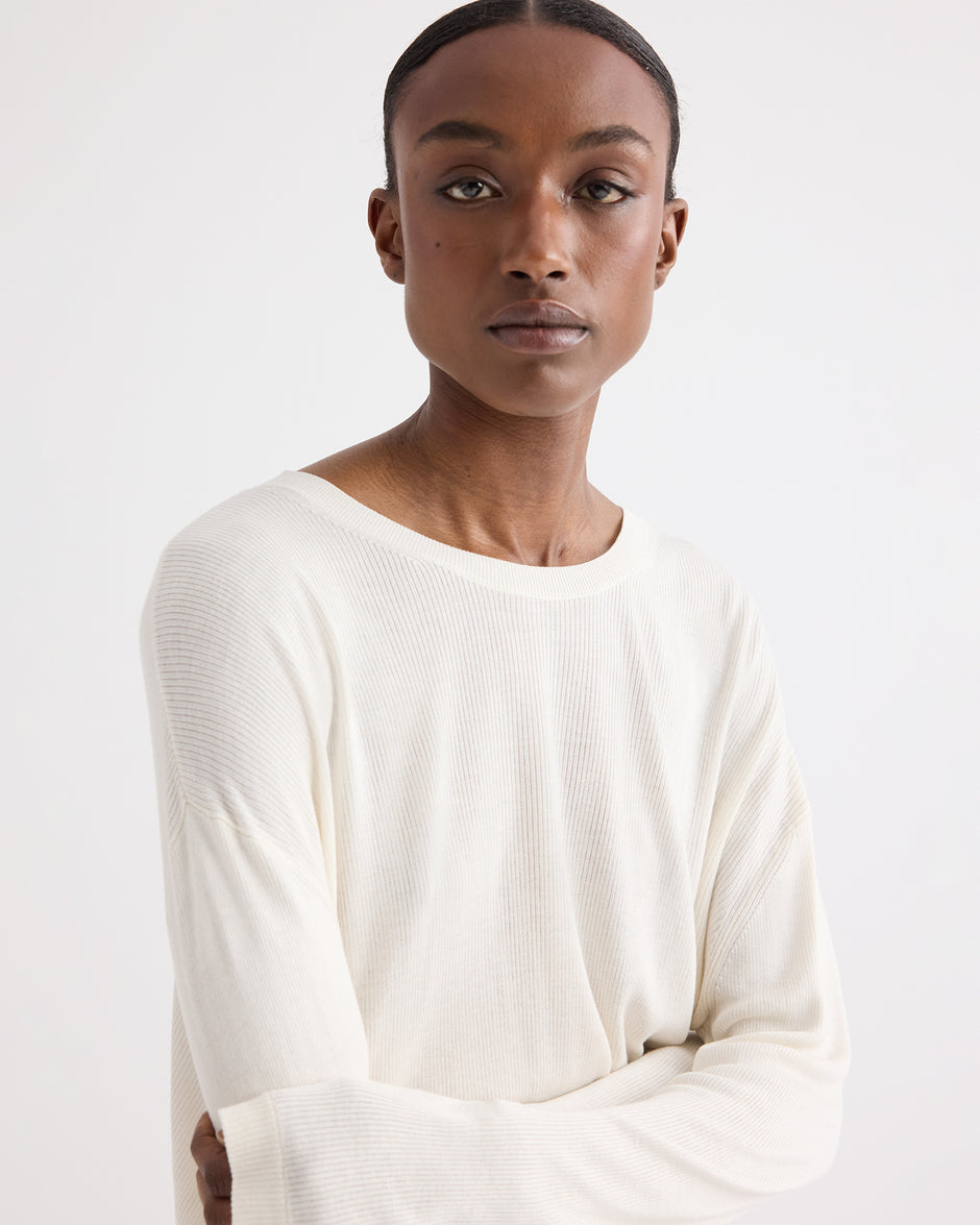TWP Ivory Ls Crewneck in Viscose Silk view 2
