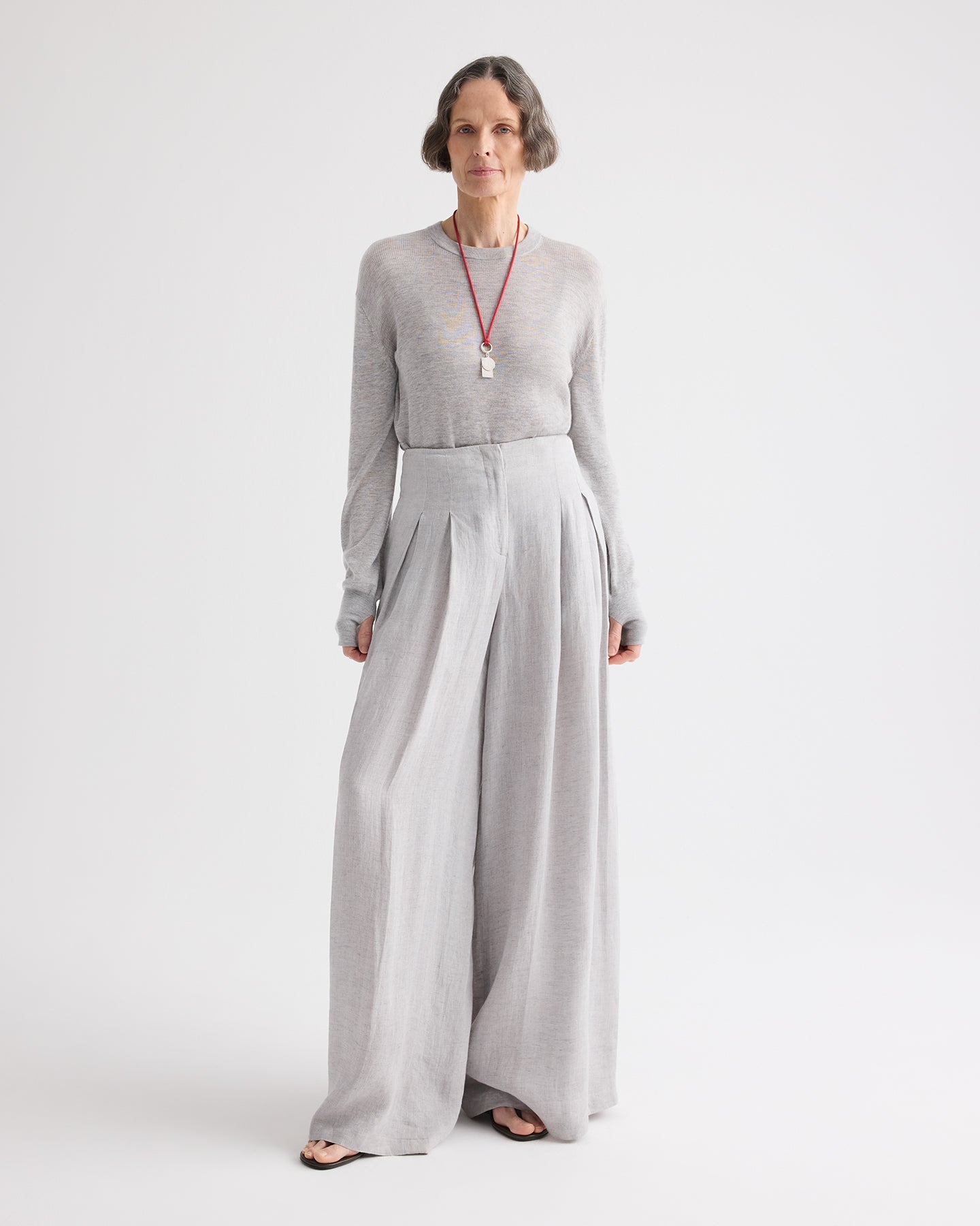 TWP Light heather grey Ls Crewneck in Viscose Silk view 3