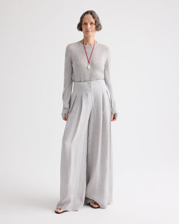 TWP Light heather grey Ls Crewneck in Viscose Silk view 3
