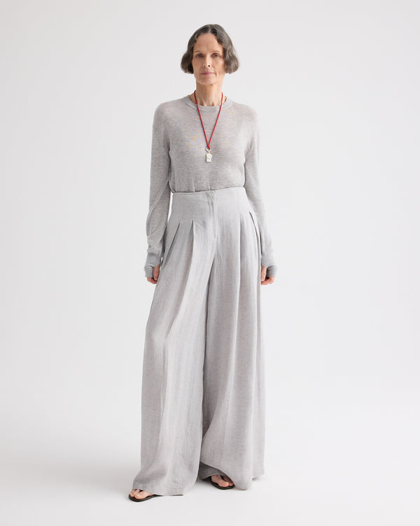 TWP Light heather grey Ls Crewneck in Viscose Silk view 3