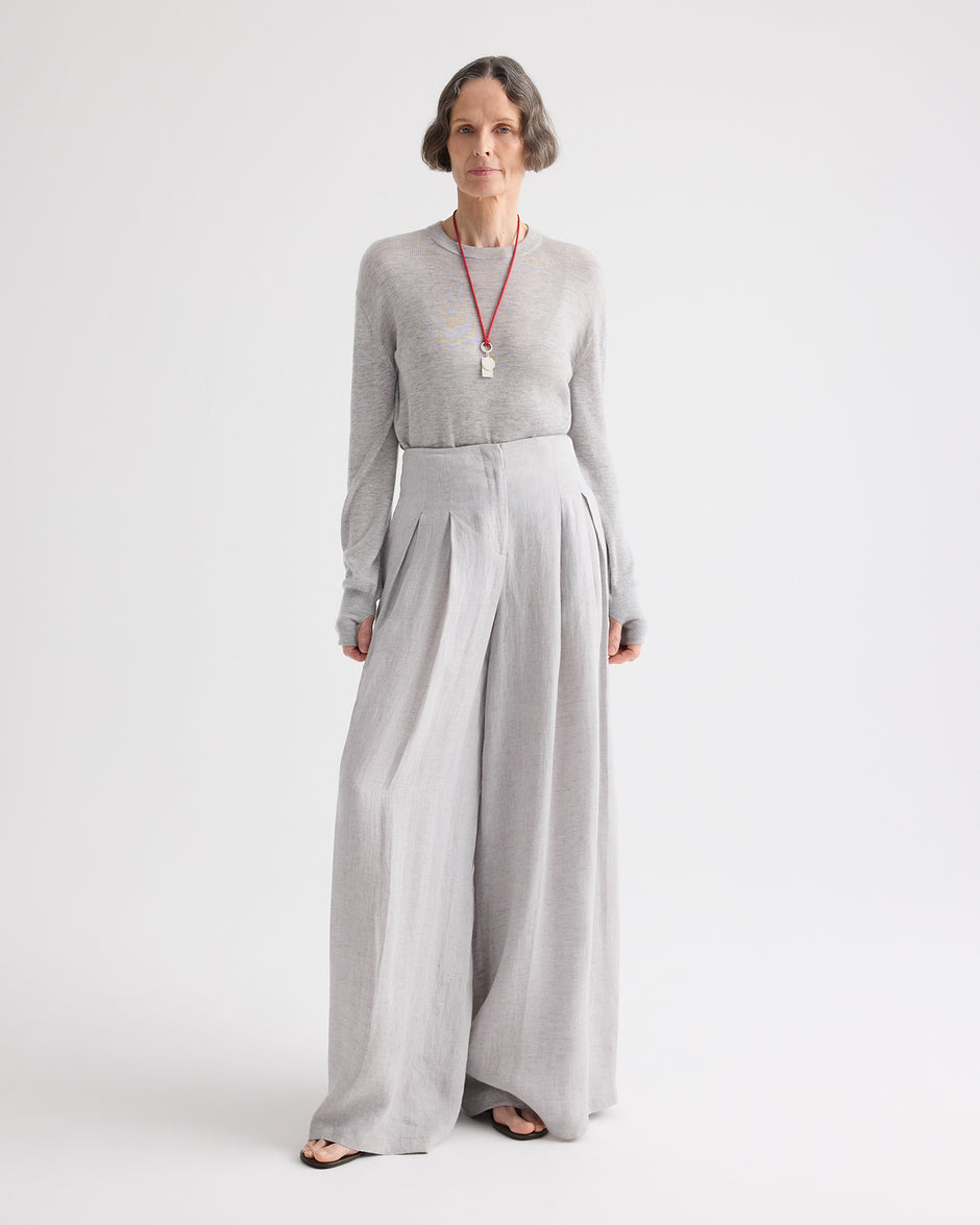 TWP Light heather grey Ls Crewneck in Viscose Silk view 3