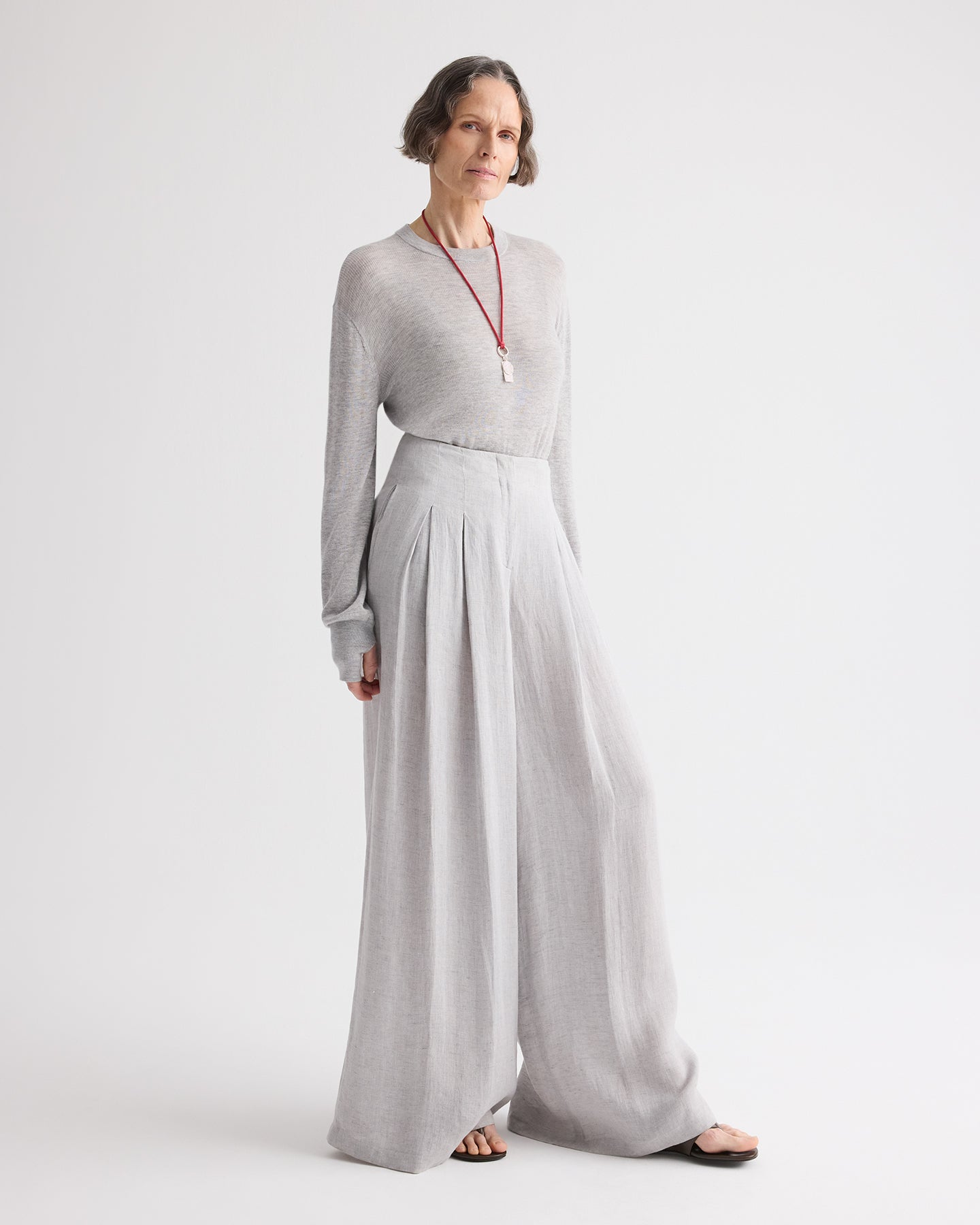 TWP Light heather grey Ls Crewneck in Viscose Silk view 4