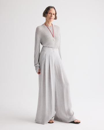 TWP Light heather grey Ls Crewneck in Viscose Silk view 4