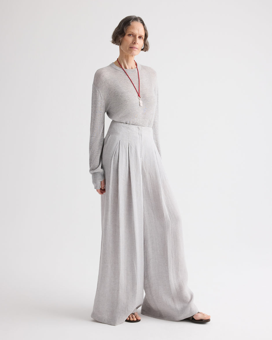 TWP Light heather grey Ls Crewneck in Viscose Silk view 4