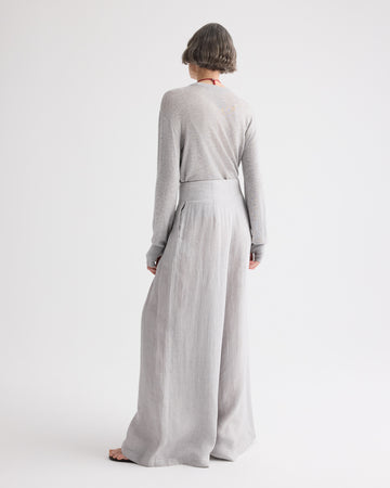 TWP Light heather grey Ls Crewneck in Viscose Silk view 5